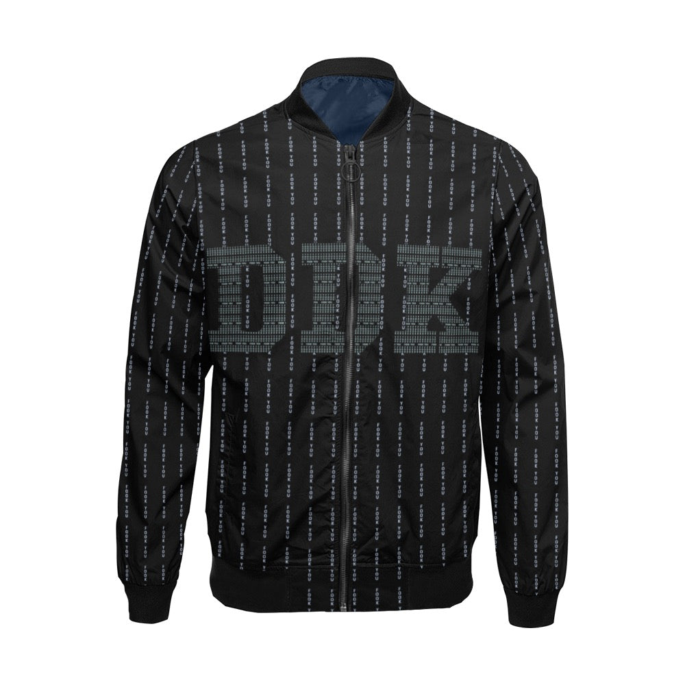 DDK Black Fook You All Over Print Bomber Jacket for Men